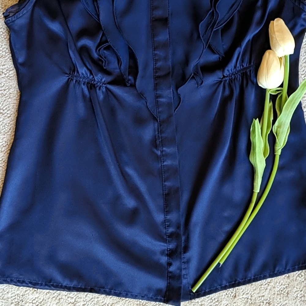 The Limited Ruffle Dark Blue Top - Picture 3 of 8
